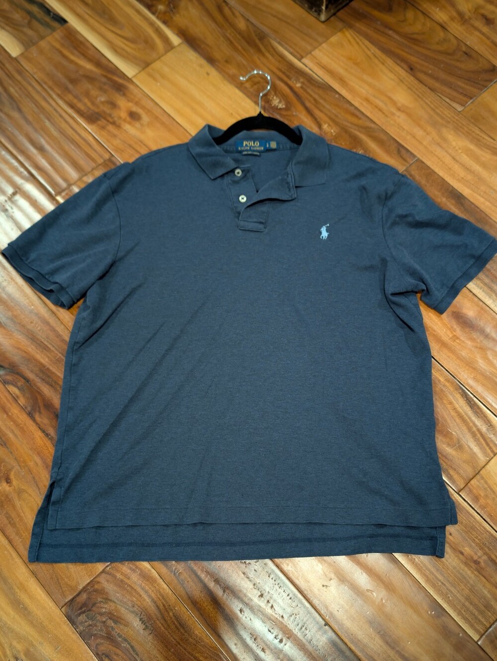 Polo by Ralph Lauren Men's Heathered Navy Short-Sleeve Polo